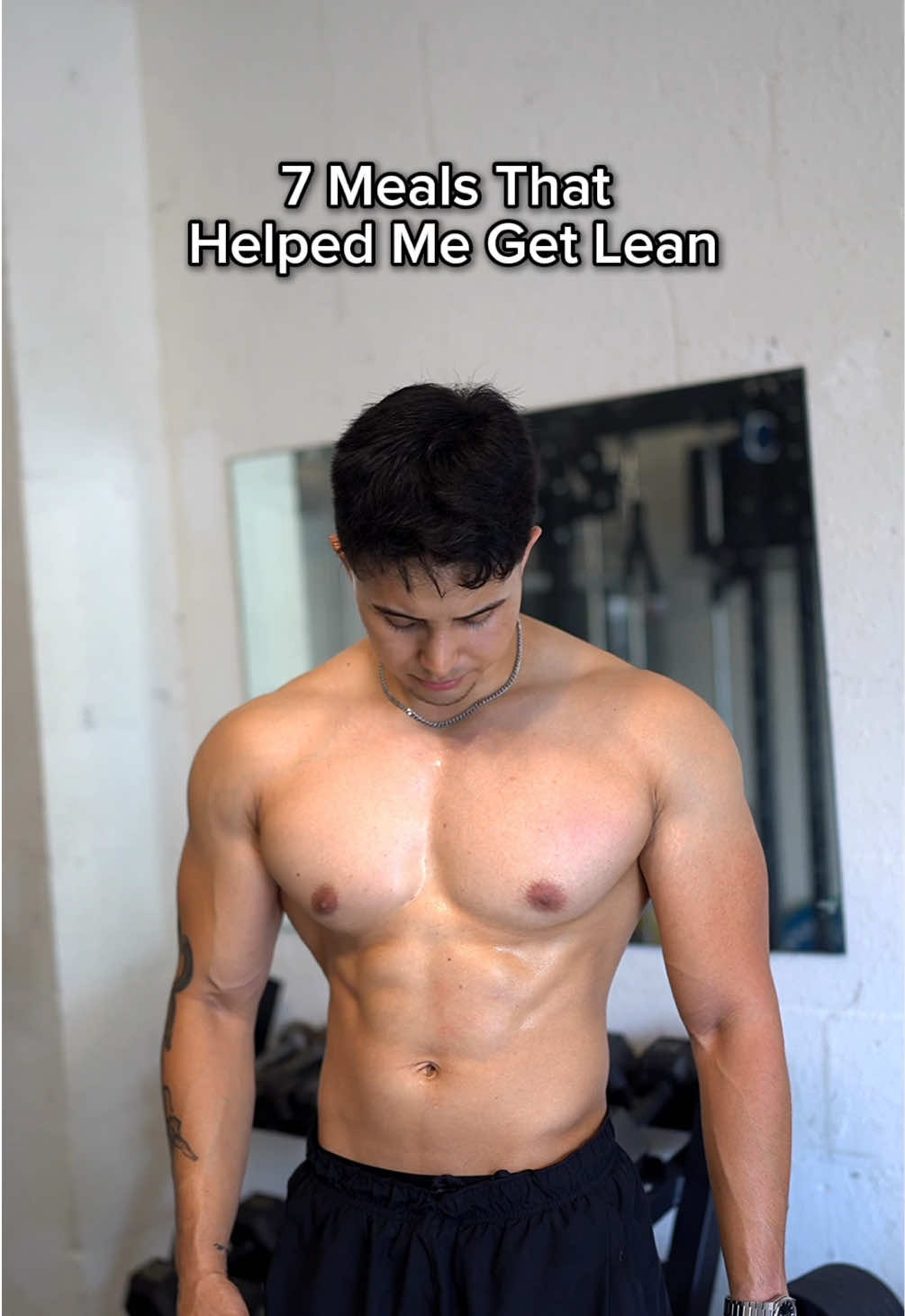 7 Meals That Helped Me Get Lean 👇🏼 1. Teriyaki Chicken with Rice &  Vegetables: Lean protein and fiber rich veggies  2. Egg bowl (3 egg whites, 2 eggs, Turkey bacon & cottage cheese): easy high protein breakfast 3. Protein pasta: shrimp, low calorie Alfredo sauce, Brilla protein pasta & fat free cheese 4. Greek Yogurt with Berries: one of my favorite high protein snacks (mix with protein powder for extra 💪🏼) 5. Steak tacos: low calorie tortillas, lean cut of steak, shredded onions & cilantro  6. Burger & Fries: low calorie burger bun, lean ground beef patties, and airfried fries (yes you can eat this and still lose fat) 7. Loaded fries: lean ground beef, diced potatoes, onions & homemade animal style sauce with low fat mayo