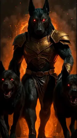 Anubis, der ägyptische Gott der Unterwelt und Wächter der Toten präsentiert seine beiden Höllenhunde. #anubis #god #mythology #egypt #egyptmythology 