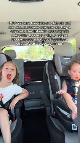 I had other snacks but only one bag of chips. They both only wanted the chips!🫠 *motivational sound to drown out the screaming*😂 #type1diabetes #diabetic #lowbloodsugar #toddlermom #t1dmom 