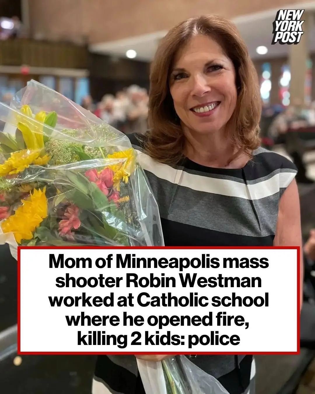 The mother of the lone gunman who killed two students and injured 17 others at the Annunciation Church and Catholic School in Minneapolis was an employee at the school, police said. While the motives of Robin Westman, 23, remain unclear, police identified the suspect’s mother, Mary Grace Westman, as an employee at the Annunciation school, local KARE 11 reported, sourcing cops. It’s unclear what position she held at the school, with the church previously touting her five years of service in a 2021 Facebook post before her supposed retirement. Westman, who died at the scene of a self-inflicted gunshot wound, was not previously known to law enforcement, Minneapolis Police Chief Brian O’Hara told reporters at a press conference. 📸: Facebook; Obtained by NY Post