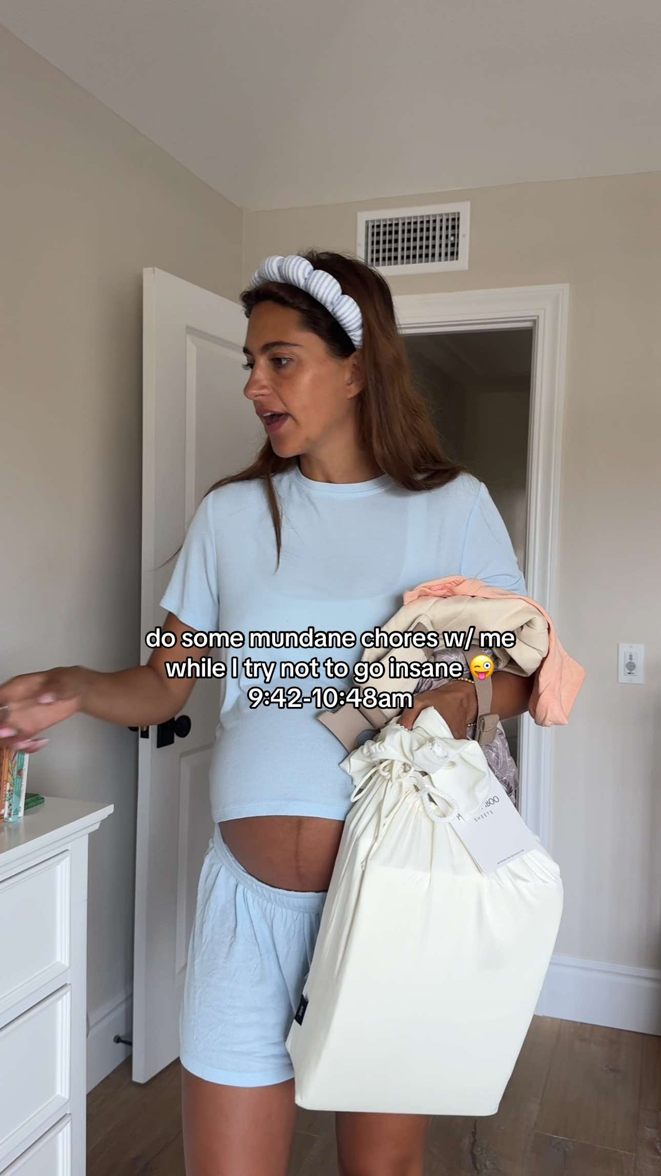 In the home stretch — she will come when she’s ready & that’s in Gods hands!!! 🎀❤️ #grwm #Vlog #chores #pregnantvlog #morningroutine @nuuds @Amazon @Ergobaby @KAXI CO 