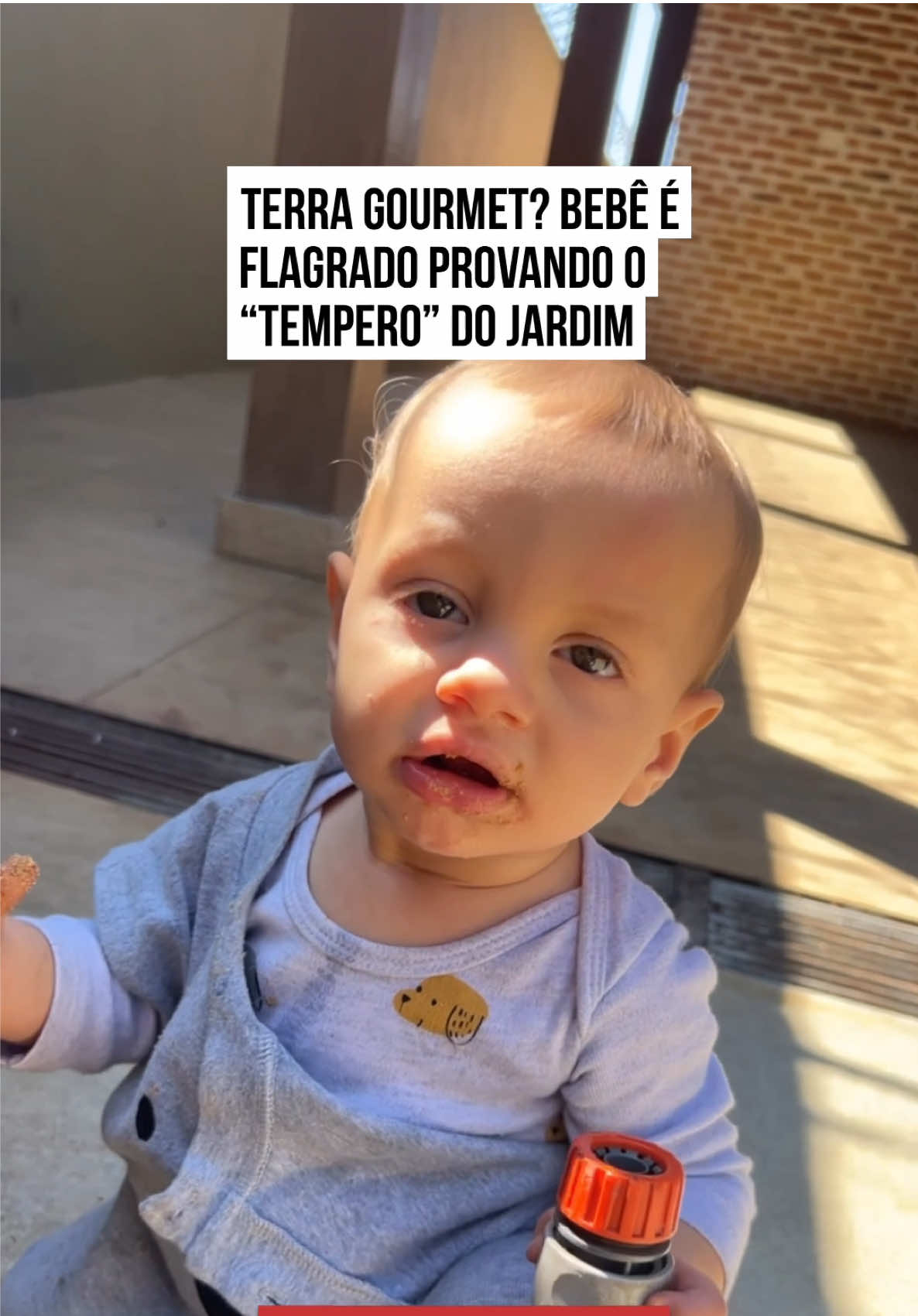 🤣 Vai uma “tempero” de terrinha aí?   O pequeno #Joaquim protagonizou um daqueles momentos clássicos da #infância: foi flagrado experimentando a terra do jardim de casa!   A cena, que rendeu boas risadas nas #redes, mostra como a curiosidade dos bebês transforma qualquer descoberta em pura diversão (e um pouquinho de sujeira também). #tiktoknotícias  🎥 @barbosaicara | @myhoodbr