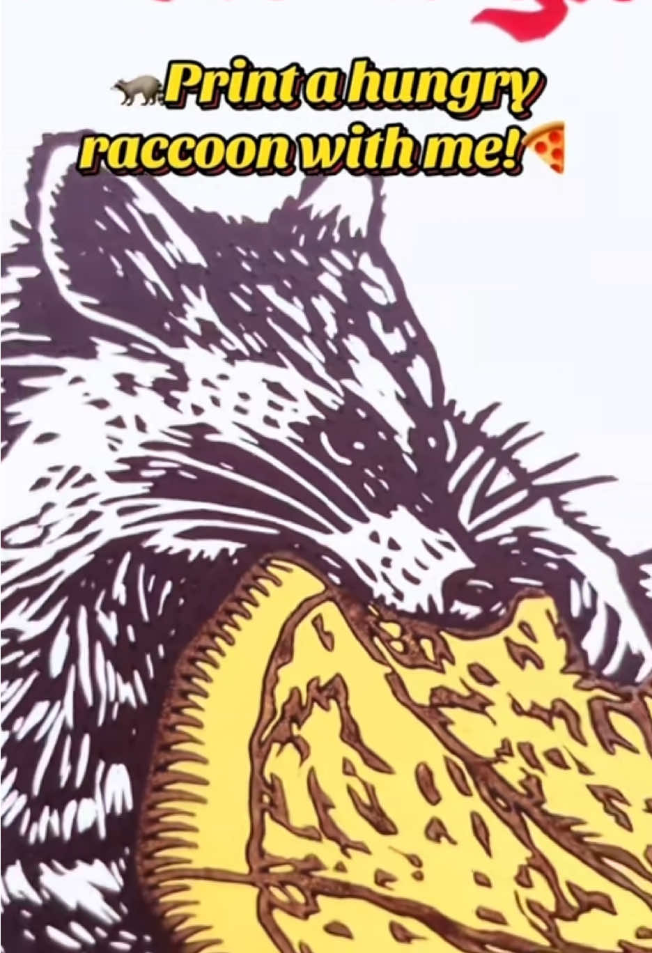 This mashup just scratches something in my brain 🦝🍕 #printmaker #printmaking #linocut #raccoon #raccoons #raccoonsoftiktok #pizza #godforbidagirlhasahobby #godforbidagirlhashobbies 