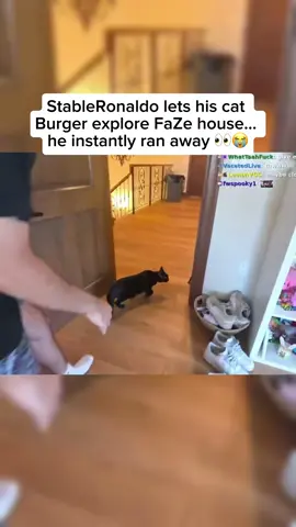 StableRonaldo let Burger explore the FaZe house for the second time on stream… and he instantly bolted 👀😭 #StableRonaldo #FaZeHouse #Burger #FaZe #FYP