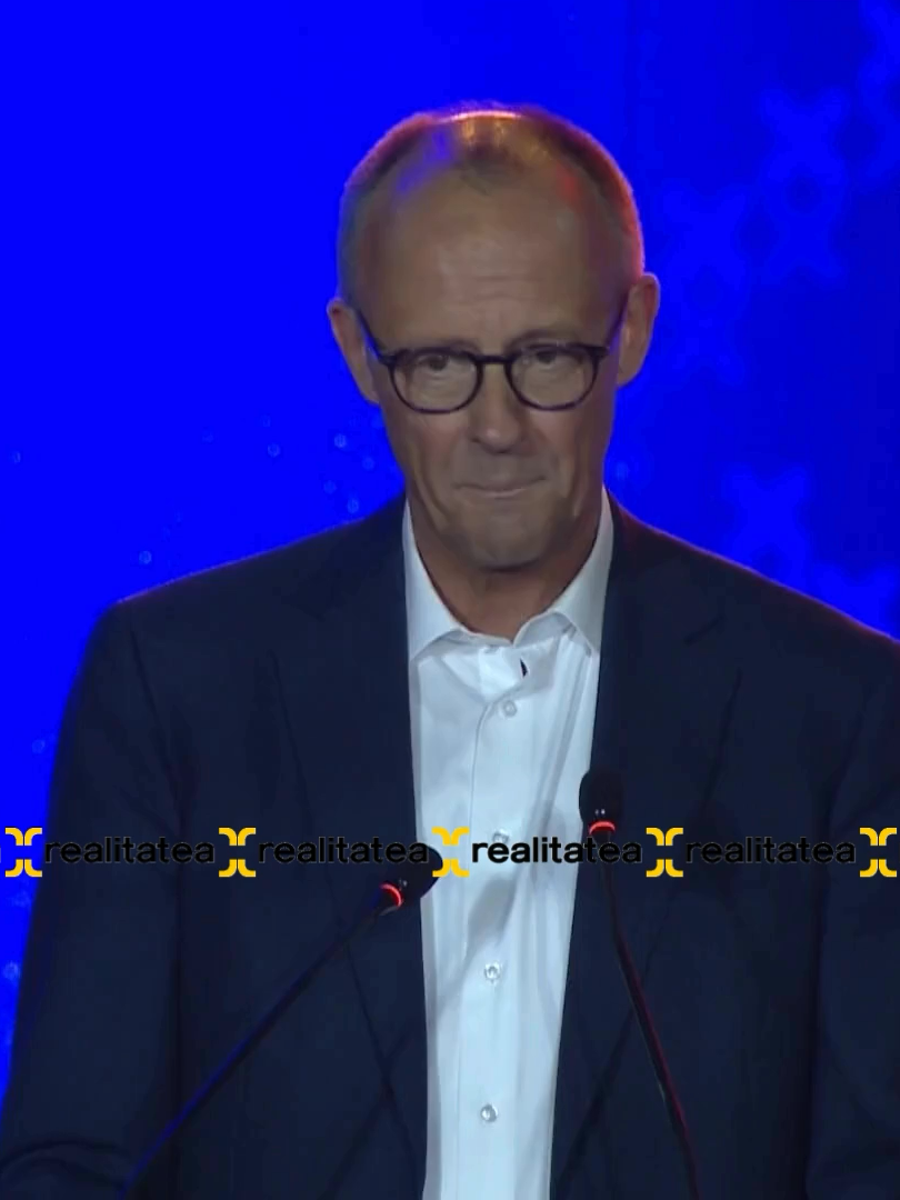 Cancelarul german Merz, mesaj de ZIua Independeței Moldovei, în scena din Piața Marii Adunări Naționale. #PMAN #Merz #ZIuaIndependentei #Moldova #Tusk #Macron #mesaj