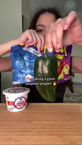 make a giant jalapeño popper with me! 💖 (using a poblano pepper) ✨ i’m started to like the whipped cream cheese more! 🙌🏼 @Takis #tutorial #jalapeño #snacks #takis #asmrfood 