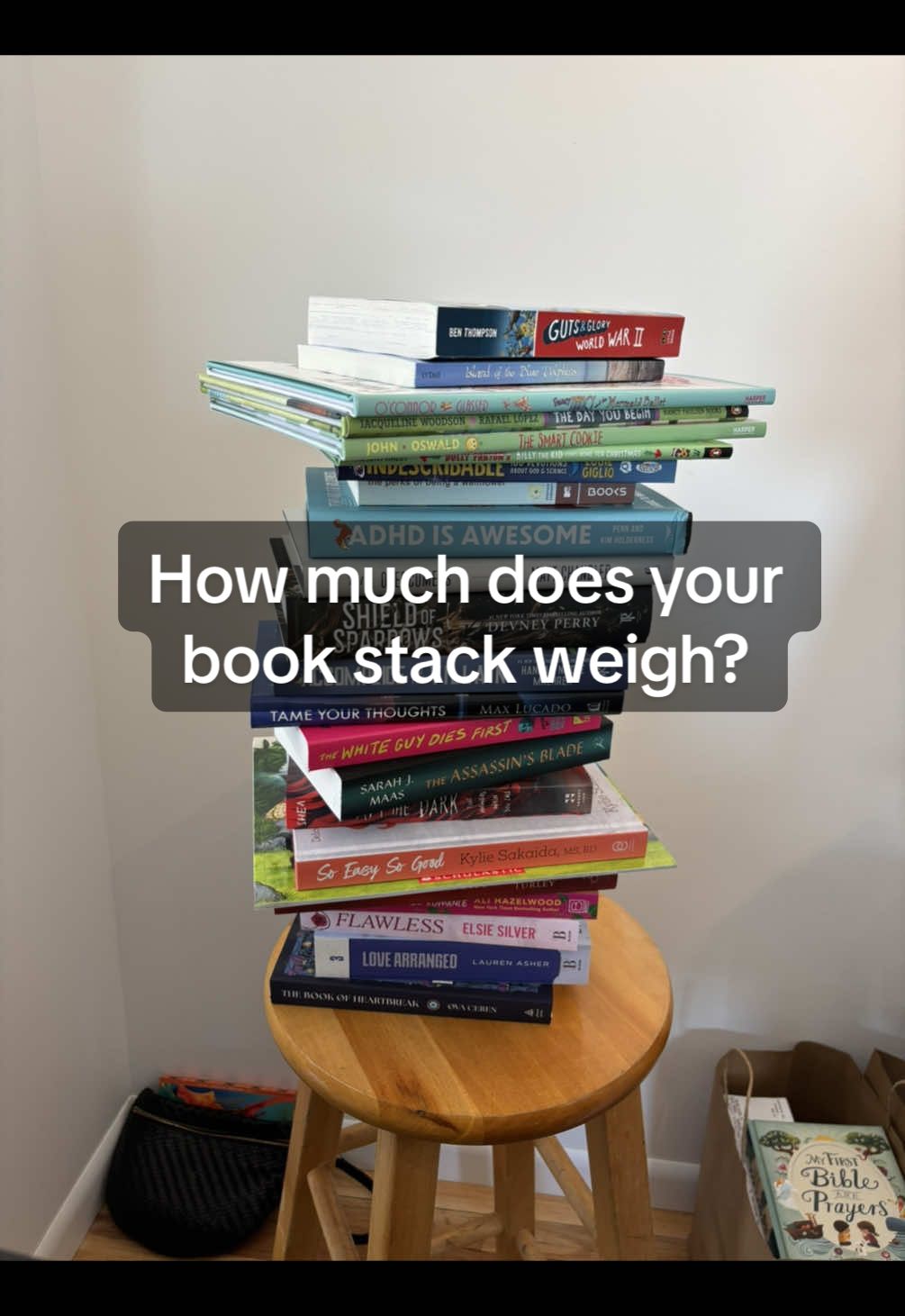 Can you guess how much her books weighed?  HINT: she earned 2 entries #sewardchapters #BookTok #IndieBookstore 