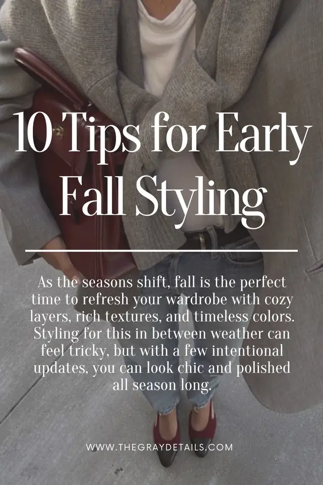 📌Save this post for your next transitional outfit refresh! How to Shop: *Head to the link in my profile *Follow @thegraydetails in the @shop.LTK *https://liketk.it/5mty3 Here are 10 Fall Styling Tips: 1. Layer Strategically Turtlenecks under blazers, cardigans over dresses, and scarves for warmth without bulk. ⸻ 2. Mix Textures Knits with leather, wool with silk, or denim with suede for cozy dimension. ⸻ 3. Embrace Earthy Tones Camel, burgundy, forest green, chocolate brown, and rust feel instantly seasonal. ⸻ 4. Add Statement Outerwear A tailored coat, trench, or oversized blazer elevates any look. ⸻ 5. Transition with Midi Skirts Pair summer skirts with boots and sweaters to carry them into fall. ⸻ 6. Swap Sandals for Boots Ankle boots, knee-highs, or chic loafers ground your outfits for fall. ⸻ 7. Play with Knitwear Chunky sweaters, sweater dresses, and knit sets bring cozy polish. ⸻ 8. Accessorize with Scarves & Hats Blanket scarves, berets, and felt hats keep you warm and chic. ⸻ 9. Choose Structured Bags Trade summer totes for structured leather or suede handbags. ⸻ 10. Incorporate Subtle Prints Plaid, houndstooth, or leopard add an autumn-ready statement. ⸻ #fallstyle #fallfashion #neutralstyle #chicoutfits #capsulewardrobe             outfit inspo • capsule wardrobe • neutral style • classy style • workwear • minimal outfits • chic fall outfits • style over 40 • style over 50 • cozy chic • fall capsule