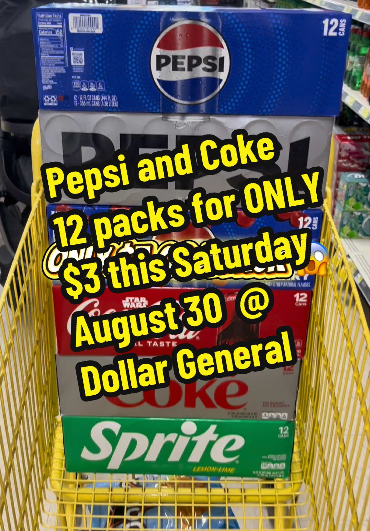 🔥🚨It’s STOCK UP TIME on Coke and Pepsi!  65% OFF Coke and Pepsi 12pks this Saturday August 30th at the Dollar General! Let’s settle this debate, which is better Pepsi or Coke?! Find my opinion in the comments below 👀 #dollargeneral #sodadeals #dollargeneralcouponing #5off25 #couponingwithkay 