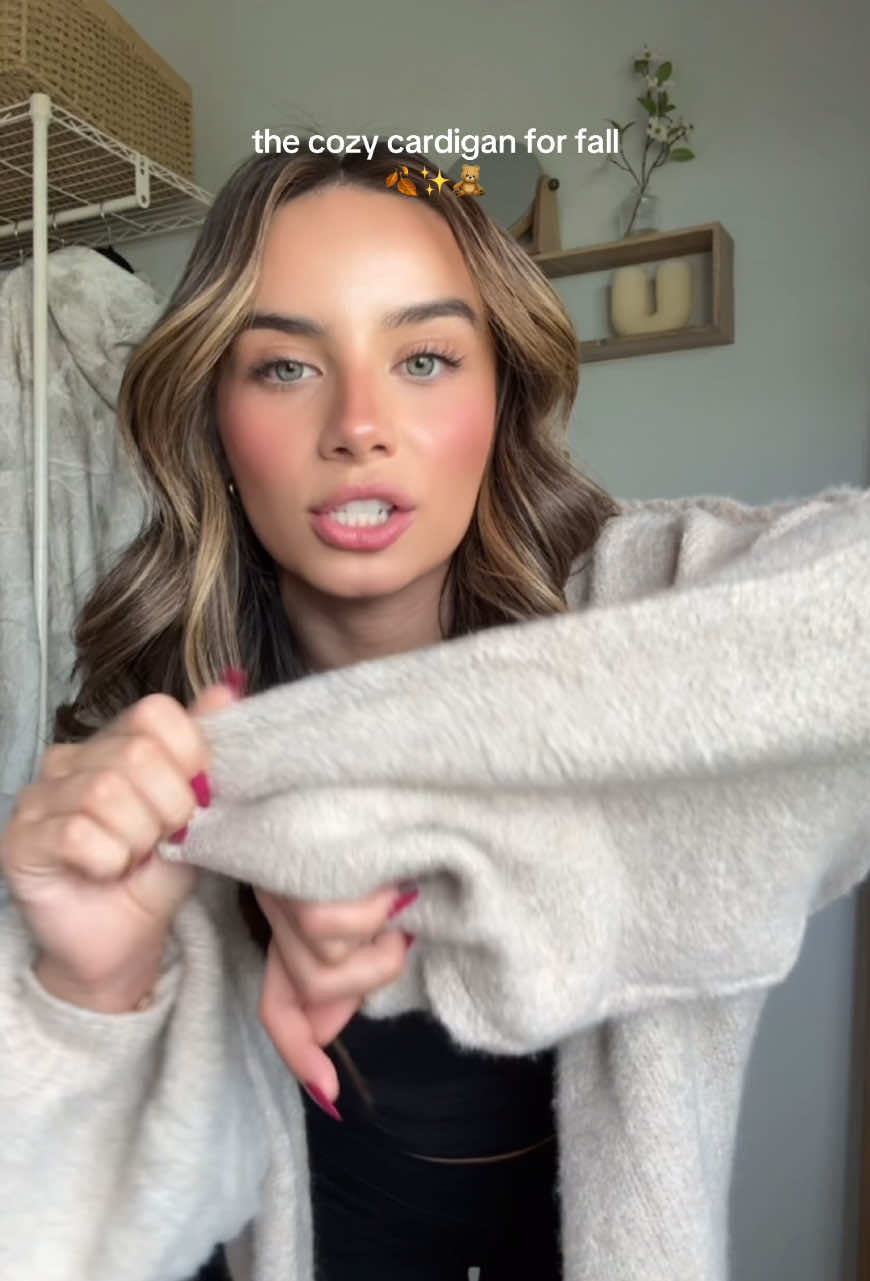 finally got my hands on this color cardigan! it’s been sold out for so long the color is stunning and so incredibly soft  @PrettyGarden #cardigan #falltrends #tiktokshopcreatorpicks #sweaterweather #fallfashion 