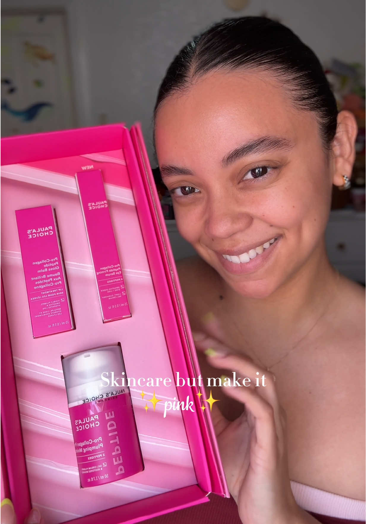 Pink just makes everything better😍  @Paula’s Choice just released a new eye serum part of their pro-collagen line and it’s so so good!! The moisturizer and lip balm are my holy grail non negotiables that I’ve raved about before! I have dry sensitive skin and these products are just absolutely perfect!🩷 *gifted but all opinions are my own! #skincare #skincareroutine #paulaschoice #paulaschoicepartner #paulaschoiceskincare 