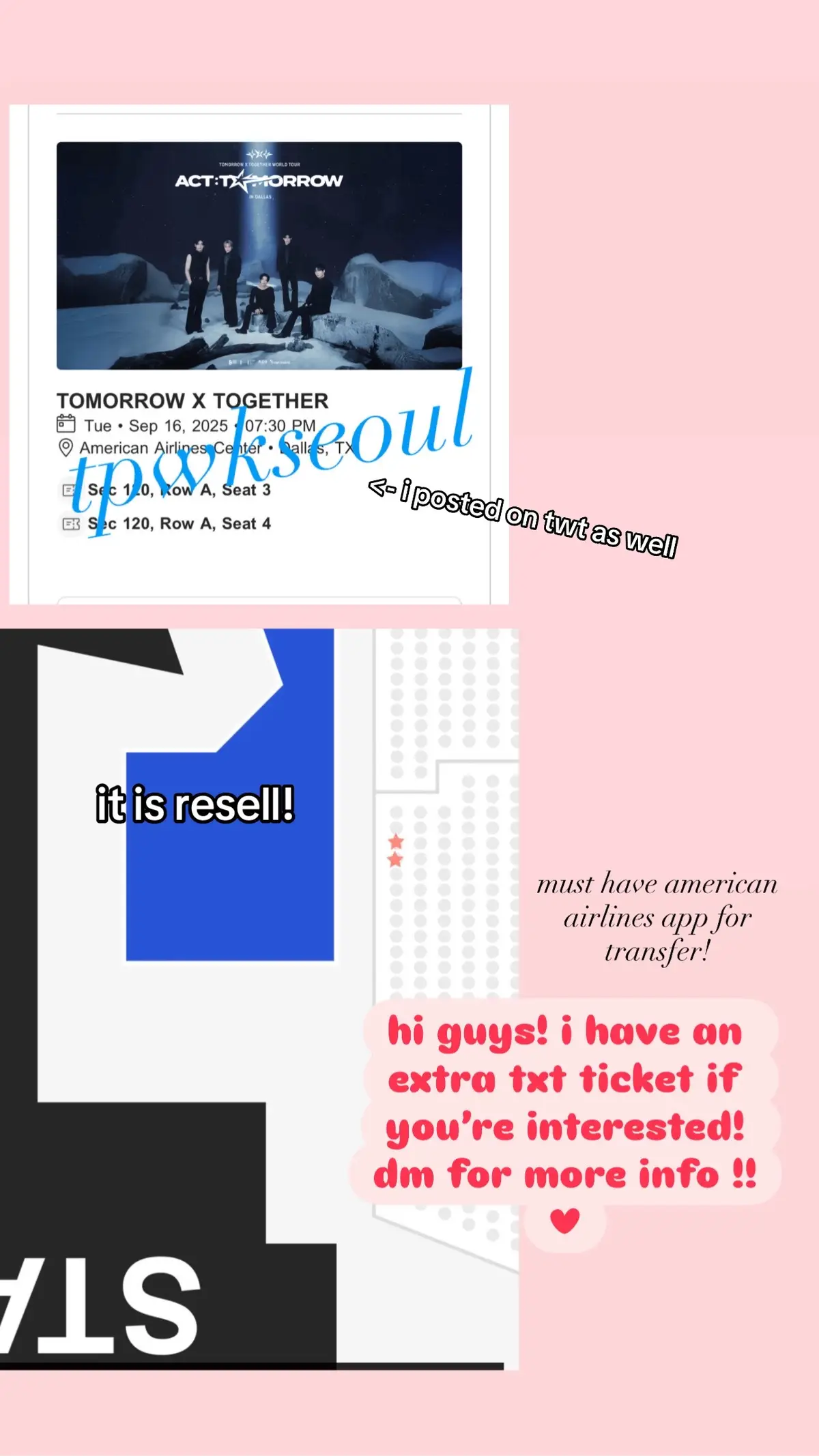 selling one txt ticket front row above floor! dm on insta or comment if interested!! #tomorrow_x_together #TXT #MOA #YEONJUN #SOOBIN 