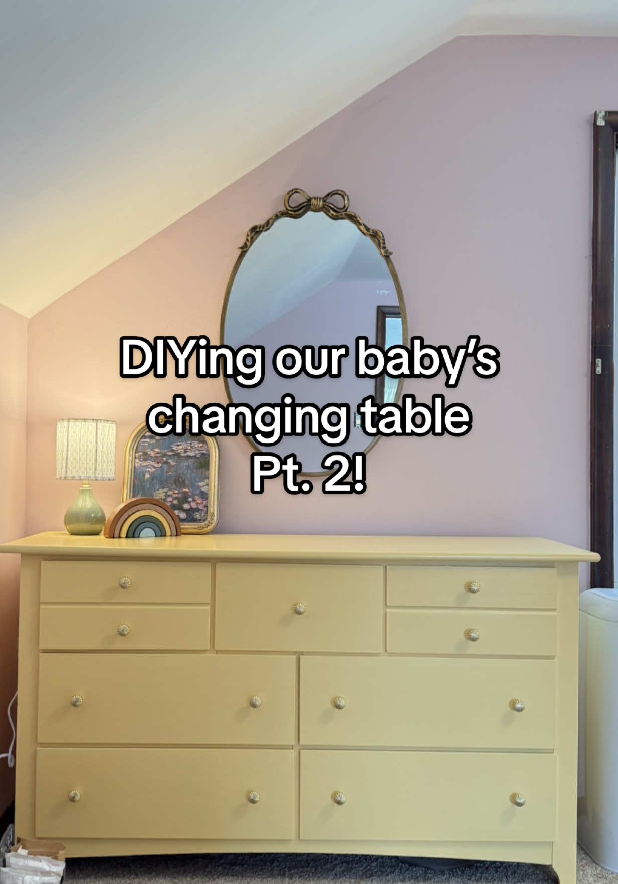Replying to @Mae 🪞🧋🐚✨ I love it so much more than I thought I would ngl 🥹💛  #nurserydecor #firsttimemom #nurserydiy #babygirl #pregnanttiktok 
