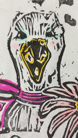 Be my #sillygoose practice print #weirdart #linocutprint #artistsoftiktok #weirdmom