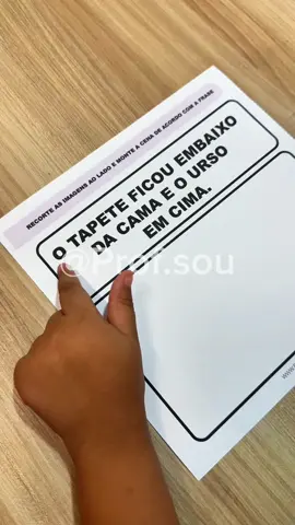 ✨📖 Montando a Cena é aquele recurso que faz a leitura ganhar vida! A criança lê uma frase simples, interpreta o que está escrito e depois recorta e monta o cenário de acordo com o texto. Uma atividade que mistura leitura, interpretação, lógica e criatividade em um só material. 💡 Ideal para desenvolver: ✔️ Compreensão leitora ✔️ Atenção aos detalhes ✔️ Raciocínio lógico-espacial ✔️ Criatividade e imaginação Perfeito para deixar a alfabetização muito mais prática e divertida! 🧩✂️ #alfabetização #leitura #atividadeslúdicas #professores #educacaoinfantil           