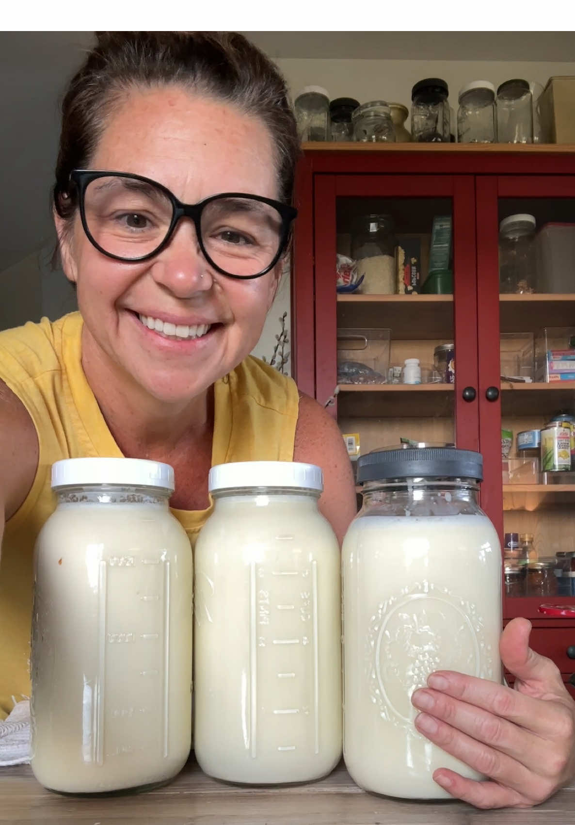 Fresh raw milk back in the fridge 🥛 Some call it liquid gold, others call it poison… I call it breakfast 😂 #R#RawMilkF#FarmLifeM#MilkingTimeF#FromCowToCupC#ControversialButDelicious   