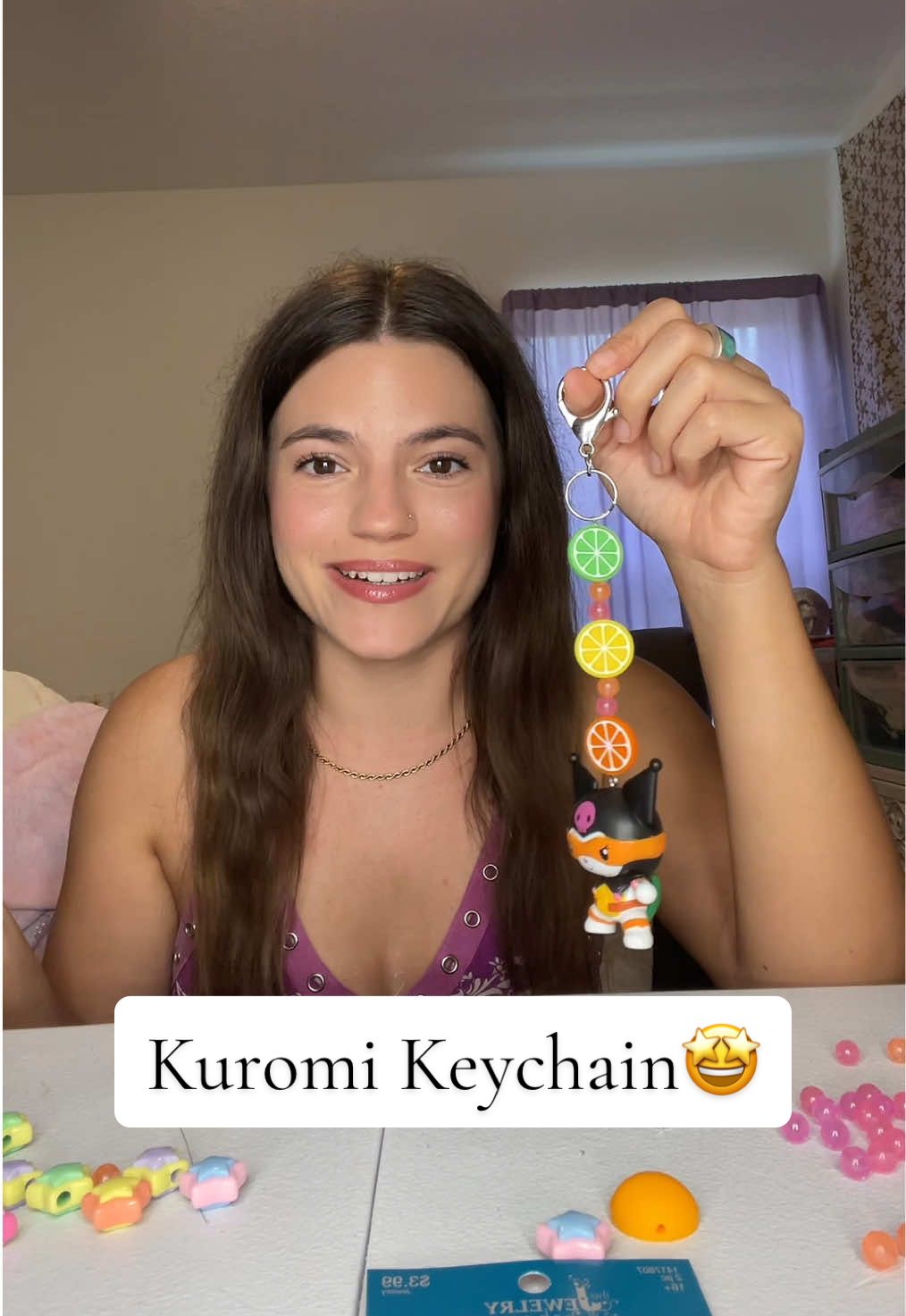 AHHH THE KUROMI KEYCHAIN TURNED OUT SO GOOD?!!❤️‍🔥 brb running to McDonald’s to get another Hello Kitty Toy!!#diykeychain #hellokitty #mcdonalds #crafttok #hellokittylover 