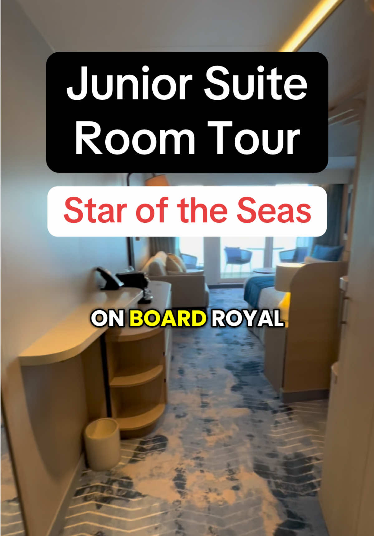 Junior Suite Room Tour onboard Royal Caribbean’s newest ship, Star of the Seas. #staroftheseas #cruise #cruiseship #luxurytravels #royalcaribbean 