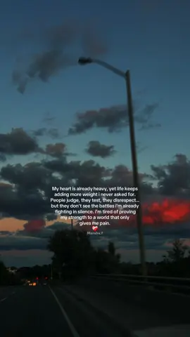 My heart is already heavy, yet life keeps adding more weight i never asked for. People judge, they test, they disrespect… but they don’t see the battles i’m already fighting in silence. i’m tired of proving my strength to a world that only gives me pain.❤️‍🩹 #brokenheart #sadness #relatable #feelings #maraba7 #foryou #fyp   