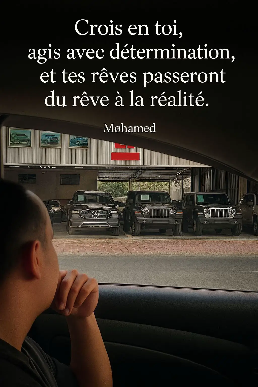 Tout commence par un rêve… La différence se fait dans l’effort. Garde les yeux fixés sur l’objectif, un jour ce sera ta réalité. ✨🚘 #Motivation #RêveEnVue