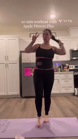 20 min workout at home with Apple Fitness Plus. This one made me sweat! #fup #applefitnessplus #homeworkout #workout #20minuteworkout 