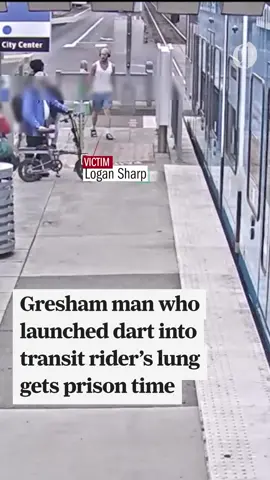A dart attack that could have been fatal ended with a prison sentence of five years and 10 months Monday. Joseph Naes used a slingshot to fire the 6-inch-long dart on June 17, 2024, at another man on the East 162nd Avenue light rail platform, according to a probable cause affidavit filed in the case. Naes recognized the man from an interaction the week before on the same platform, the affidavit said. Read more at the link in our bio. 📹: TriMet #trimet #crime #oregon #gresham #greshamoregon #theoregonian