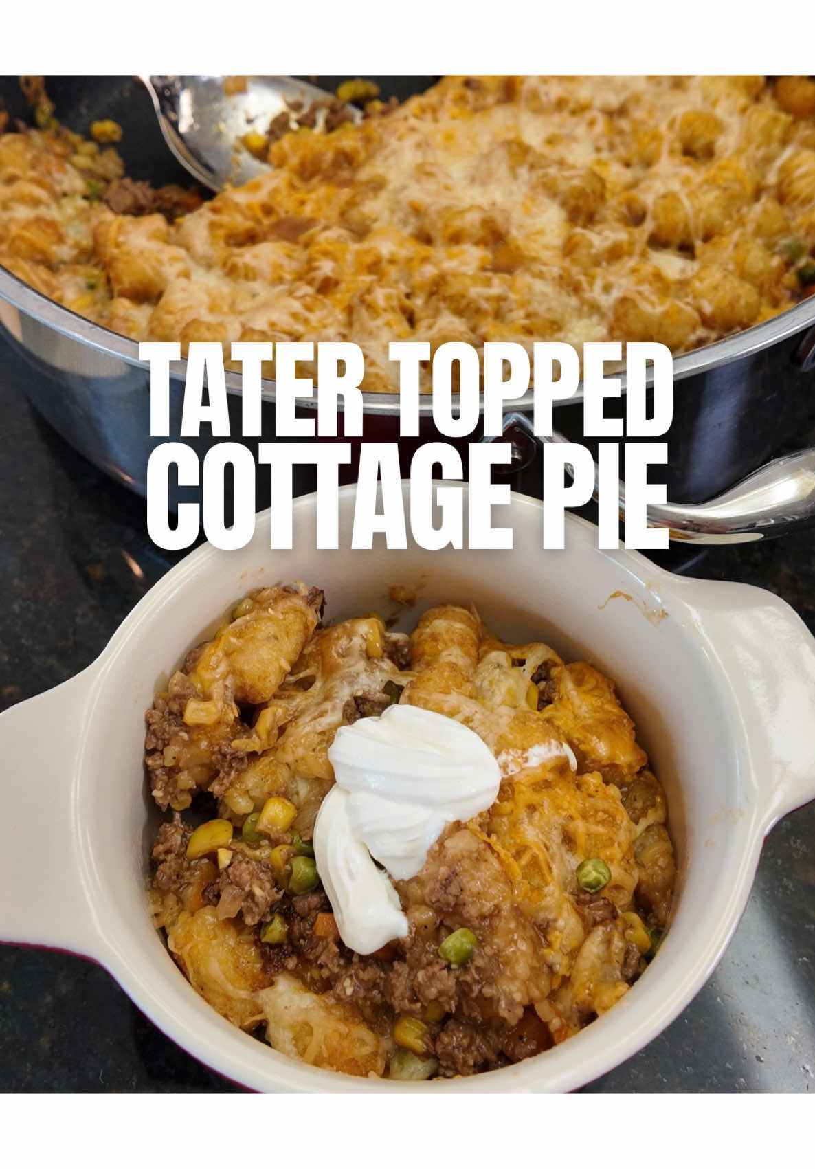 Cold in Michigan is relative because this weather in spring would have me in shorts and a tank top. But after 90 degree heat just a few days ago has this 70 degree day feeling like fall. #tatertotcottagepie #cottagepie #kidfriendlydinner #falldinnerideas #cozydinnerideas 