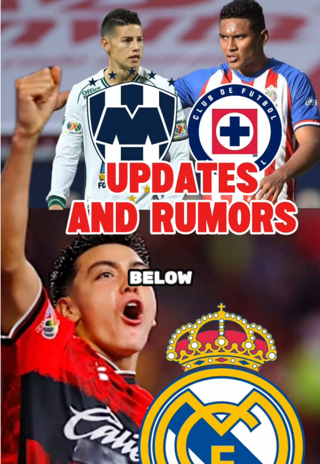 Liga MX Daily Updates and Rumors in English 🇲🇽James Rodriguez potentially joining Monterrey,  🇲🇽the rumor of Chivas player El Tiba Sepulveda leaving the club, 🇺🇸the upcoming Leagues Cup Final Four matches,  🇲🇽and the reports of a potential pre-contract agreement between Real Madrid and young Mexican player Gilberto Mora. #ligamx #fyp #mexicosoccer #mexiconationalteam 