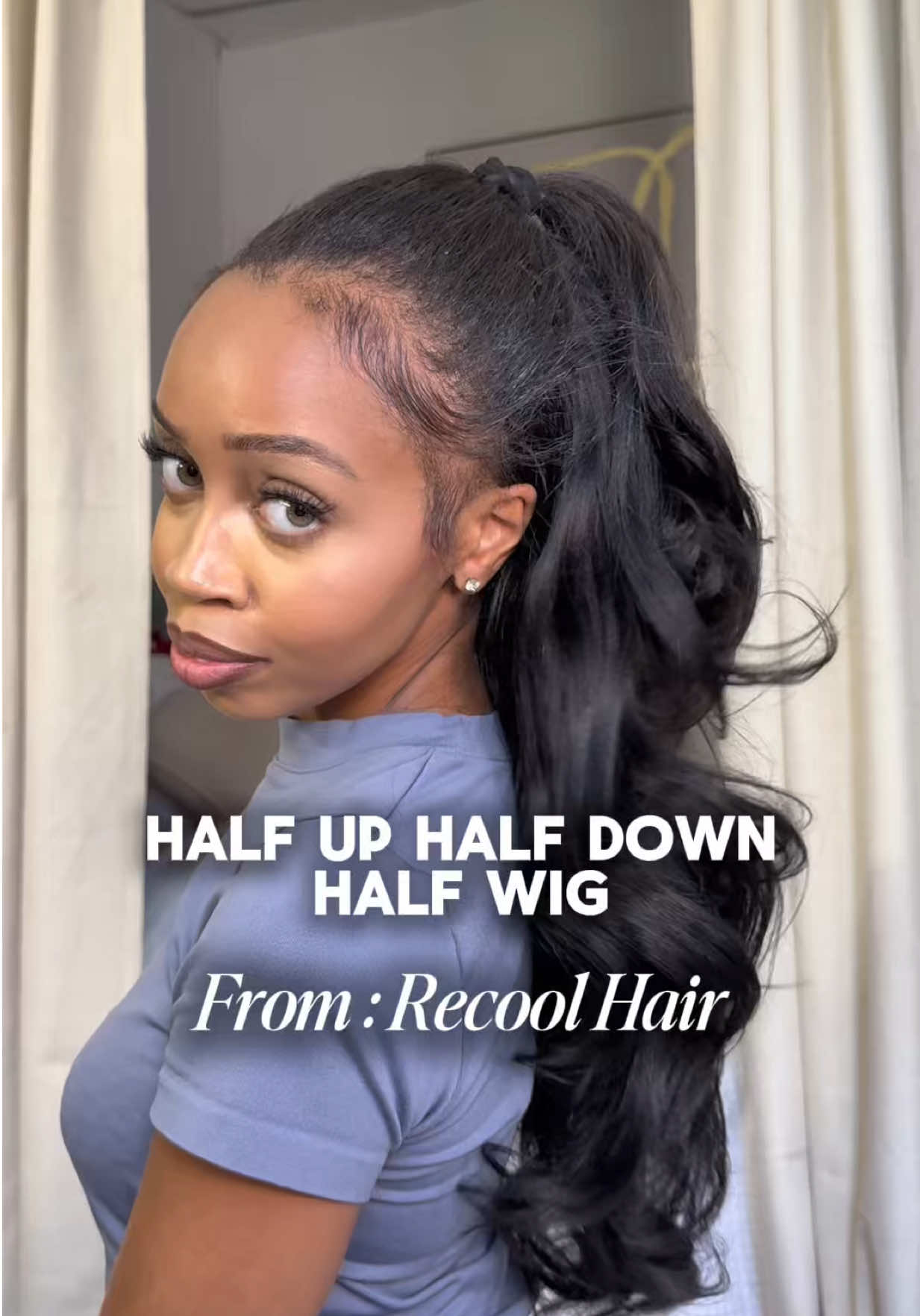 Half wig😍 super cutesy! @Recoolhair  #recoolhair #recoolhdlace #wiginstall #gluelesswig #weargowig #halfwig 