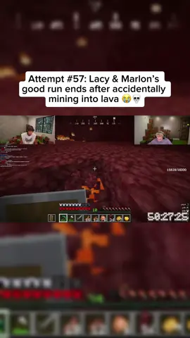 Attempt number 57: After a solid run, Marlon accidentally dies from mining into lava 😭💀 #Lacy #Marlon #FaZe #HardcoreMinecraft #FYP
