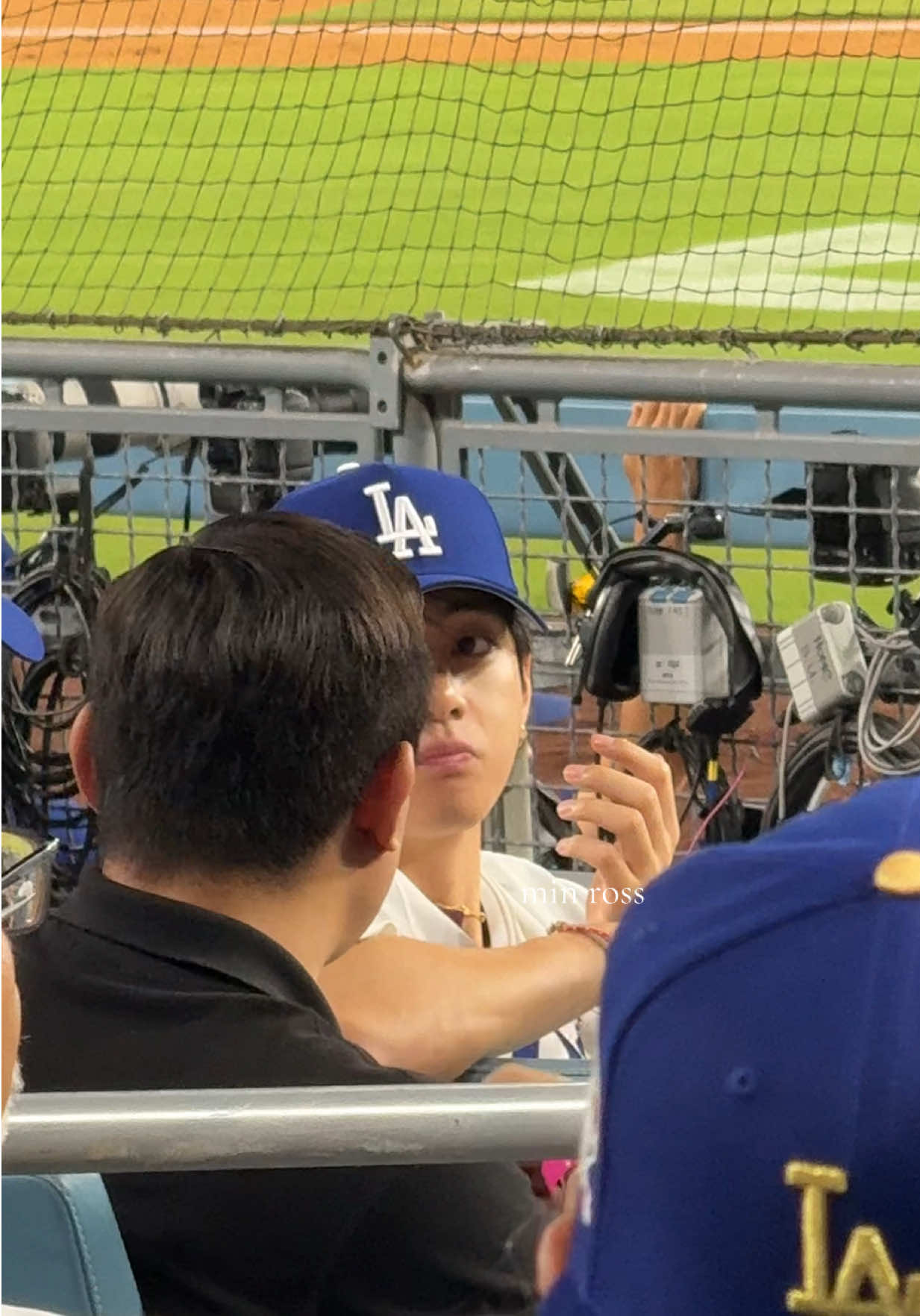 Very cool w his fries 💗 #v #taehyung #dodgers #bts #tae #army 