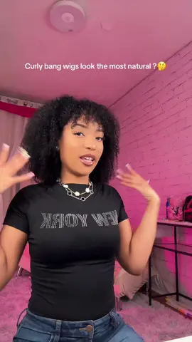 Love a curly bang wig to throw on and go!🥰 #curlywig #fyp 