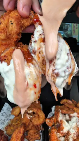 Trying @Wing Bar burger, wings, tenders, onion rings and more #burger #tenders #eatingshow #mukbangeatingshow #fyp 