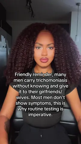 Friendly reminder: men can carry trichomoniasis (trich) without symptoms and unknowingly pass it to women. Ladies, if you've had unprotected sex, don't assume you're safe-get tested. #Trichomoniasis #STIAwareness #gettested 