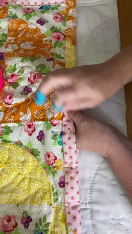 Binding is almost completed! #quilting #learntosew #sewingtiktok #sewing #madebyhand 