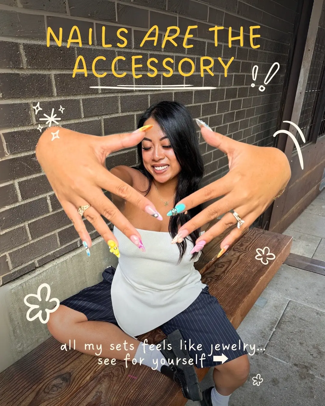 they’re always on me, whether i’m dressed up or just in sweats, my nails are a piece of me. i love switching up designs because it feels like mood rings i get to wear on my hands, tiny art pieces that go with me everywhere. ✨shoutout to my nail 🐐 @nailsbylamiii! (IG)✨ sometimes they’re playful, sometimes they’re minimal, but they’ll always be traits of my personality. to me, it’s like jewelry you don’t have to take off, an instant confidence boost that finishes a look without even trying. swipe through for inspo → save this if you’re building your next nail moodboard! 💓💫 which set is ur fav?? #nailart #nailinspo #nails💅 #teenathach #nailscheck 