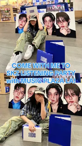 come with me to Skz Listening party with @Music Plaza !! thank you so much for inviting me !! 🤍🩵  #straykids #kpop #musicplazaLA #ceremony #karma 