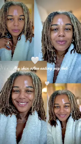 My skin after eating pig feet for 2 days, full of collagen #skincareroutine #glowingskin #50pluswomen #collagen #matureskin 