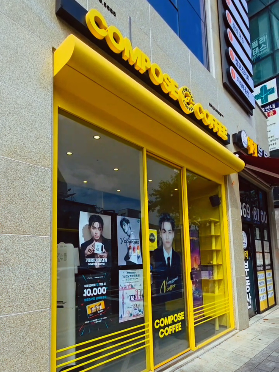 #BTS #Taehyung is all over Compose Coffee in Korea #btsarmy 