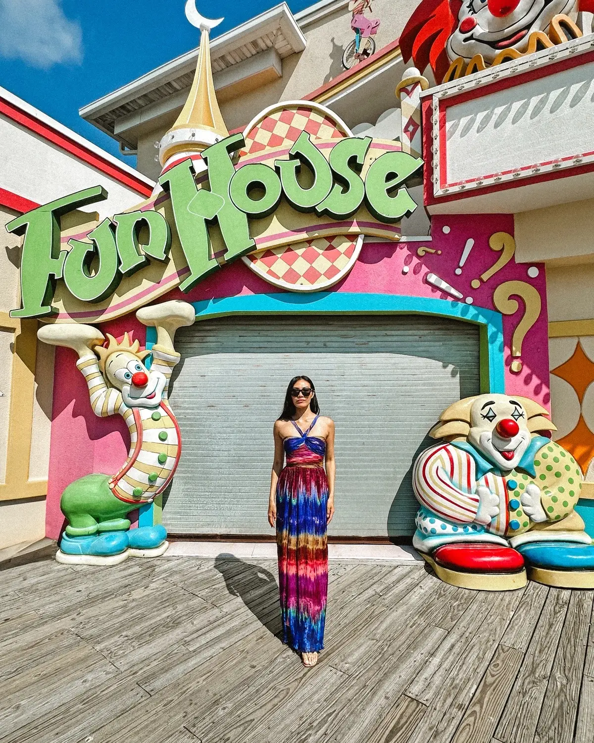 Jersey shore…but make it fashion 💅🏼 @Dress The Population #fistpump #jenks 😝 #jerseyshore #summer2025 #dressthepopulation  @otraeyewear   