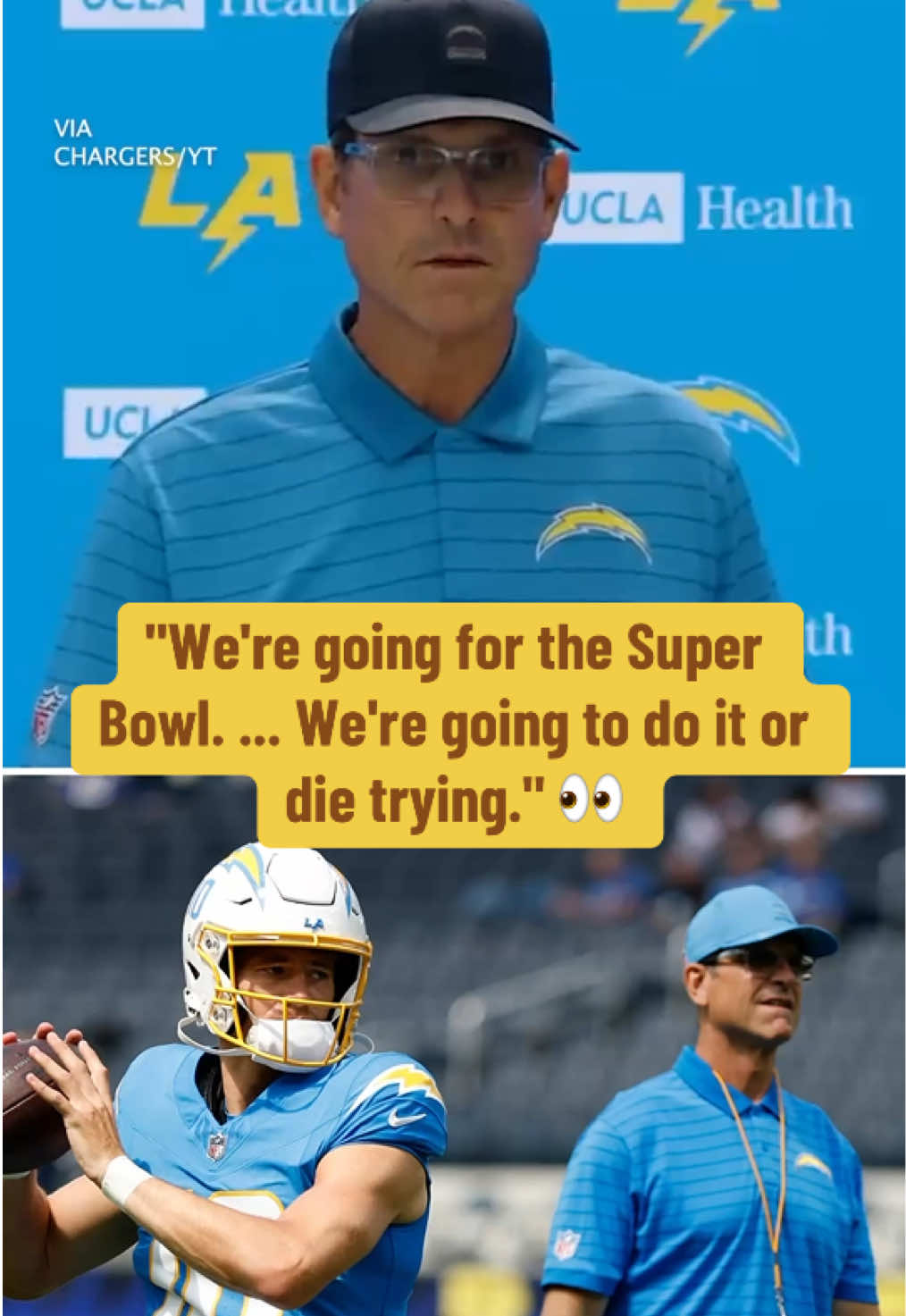 There's only one thing on Jim Harbaugh's mind 🏆 (via @los angeles chargers) #nfl #football #losangeles #chargers #jimharbaugh 