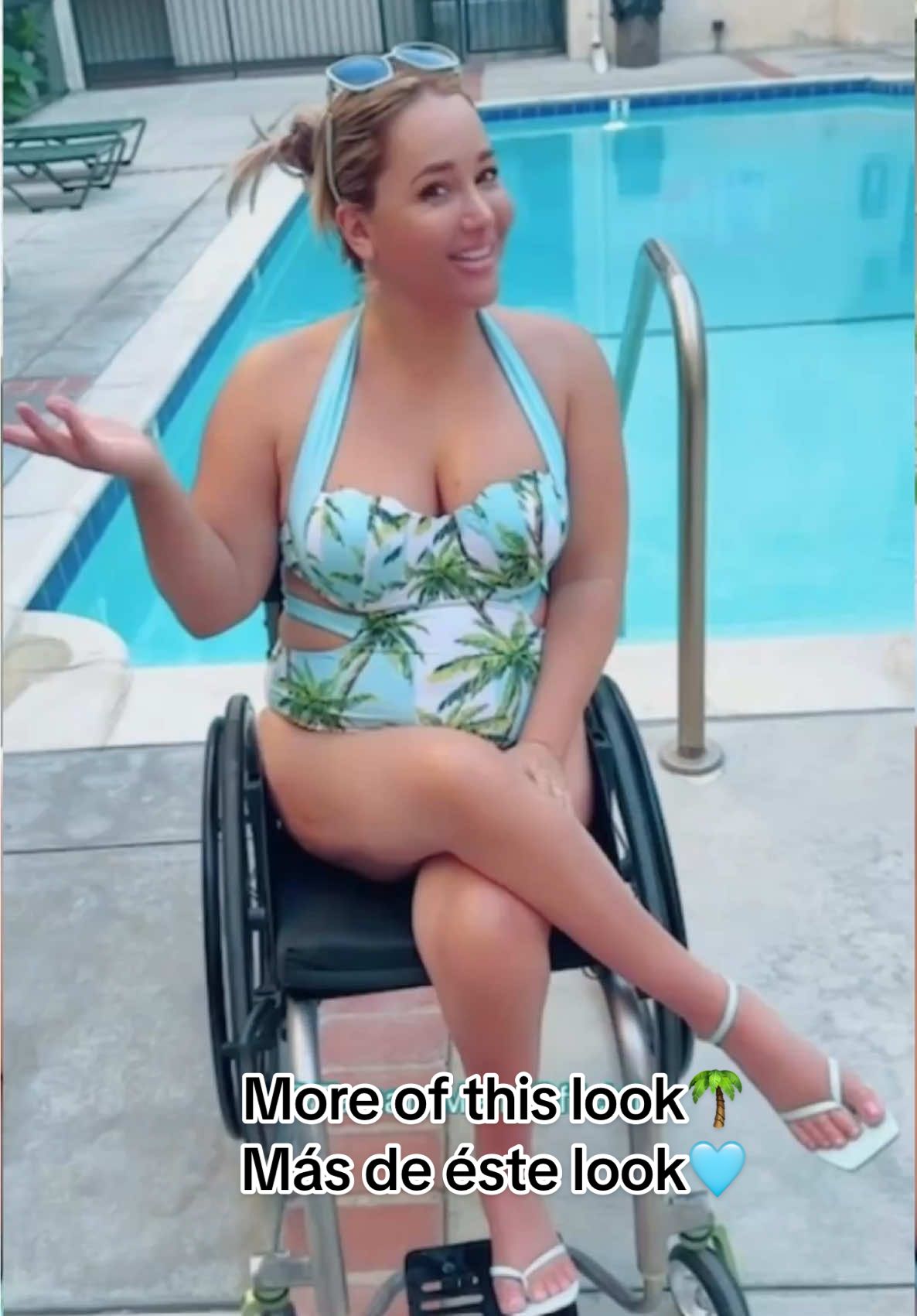Check out the transformation!😎 More from this simple fun look for these hot days!🔥👩🏻‍🦽What ya think?!🤔 I loved this bathing suit🩱, the print 🌴 and the colors!🩵 Also I’ve been trying to lose weight💯 (just working out more and making healthier habits.) I’m not yet where I want to be, but at least I’m working on it!😉 For anyone who has gained weight or has had changes in their body, sometimes life is too complicated and we get out of our routine, etc., but it’s never too late to get back to being healthier, to working out!💪 So I hope this inspires you to not let yourself go, and most of all to focus on your health because health is wealth! Keep #rollingproudandstrong #happyhumpday Thank you my baby @chris.matysuk for always supporting me and for being the best! I love you so much! Life is always FUN with YOU!!🥰❤️ __________ ¡Vean la transformación! 😎 ¡Más de este look sencillo y divertido para estos días calurosos! 🔥👩🏻‍🦽 ¡¿Qué les parece?! 🤔 ¡Me encantó este traje de baño🩱, el estampado 🌴 y los colores! 🩵 Además, he estado intentando bajar de peso💯 (simplemente haciendo más ejercicio y adoptando hábitos más saludables). Todavía no estoy donde quiero estar, ¡pero al menos estoy trabajando en eso! 😉 Para cualquiera que haya subido de peso o haya tenido cambios en su cuerpo, a veces la vida es demasiado complicada y nos salimos de la rutina, etc., pero nunca es tarde para volver a estar más saludable, y hacer ejercicio! 💪 Así que espero que esto los inspire a no desanimarse y, sobre todo, a concentrarse en su salud, ¡porque la salud es riqueza! ¡Sigan #rodandoconorgulloyfuerza #felizombligodesemana  ¡Gracias a mi amor, por apoyarme siempre y por ser el mejor! ¡Te amo muchísimo! ¡La vida siempre es DIVERTIDA contigo!!🥰❤️ ______ #transformation                          