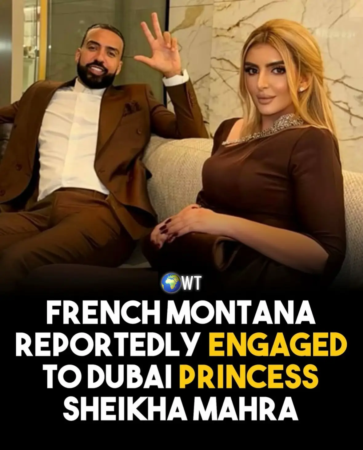 French Montana is reportedly engaged to Dubai princess Sheikha Mahra after proposing during Paris Fashion Week in June 2025, reports TMZ. The rapper and the royal had been linked since late 2024, when they were frequently spotted together at upscale events and outings.