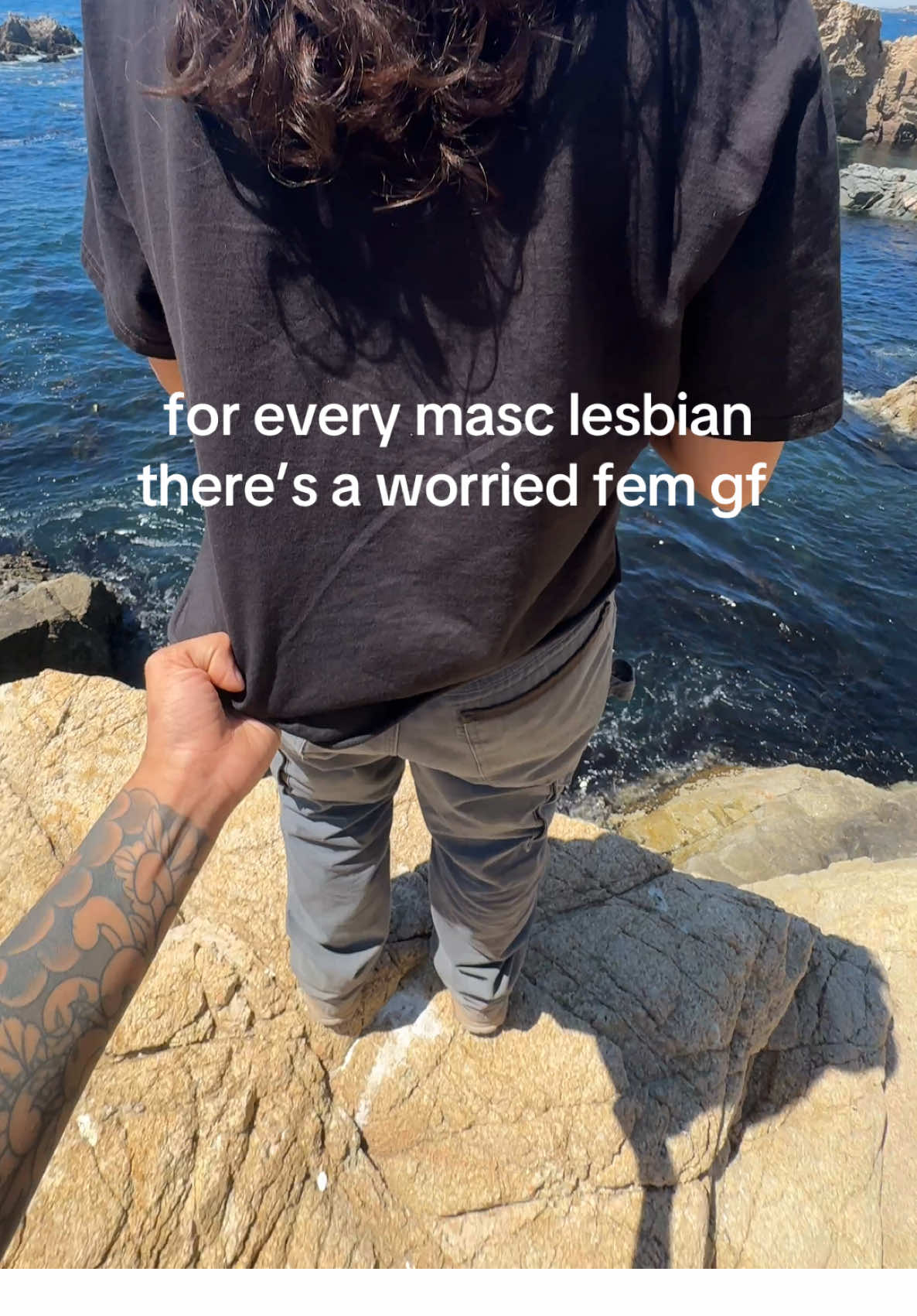 shes always on the edge of some sort of cliff 😐 #wlw #lesbiansoftiktok #masc #fem 