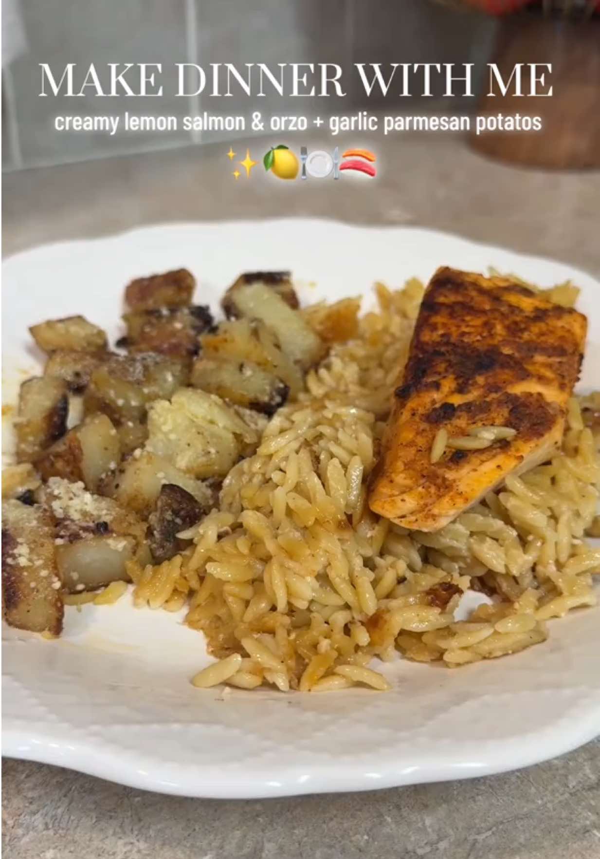 This is actually my new favorite meal ever, ingredients listed at the end of the video! #fyp #makedinnerwithme #salmon #potatoes #wife