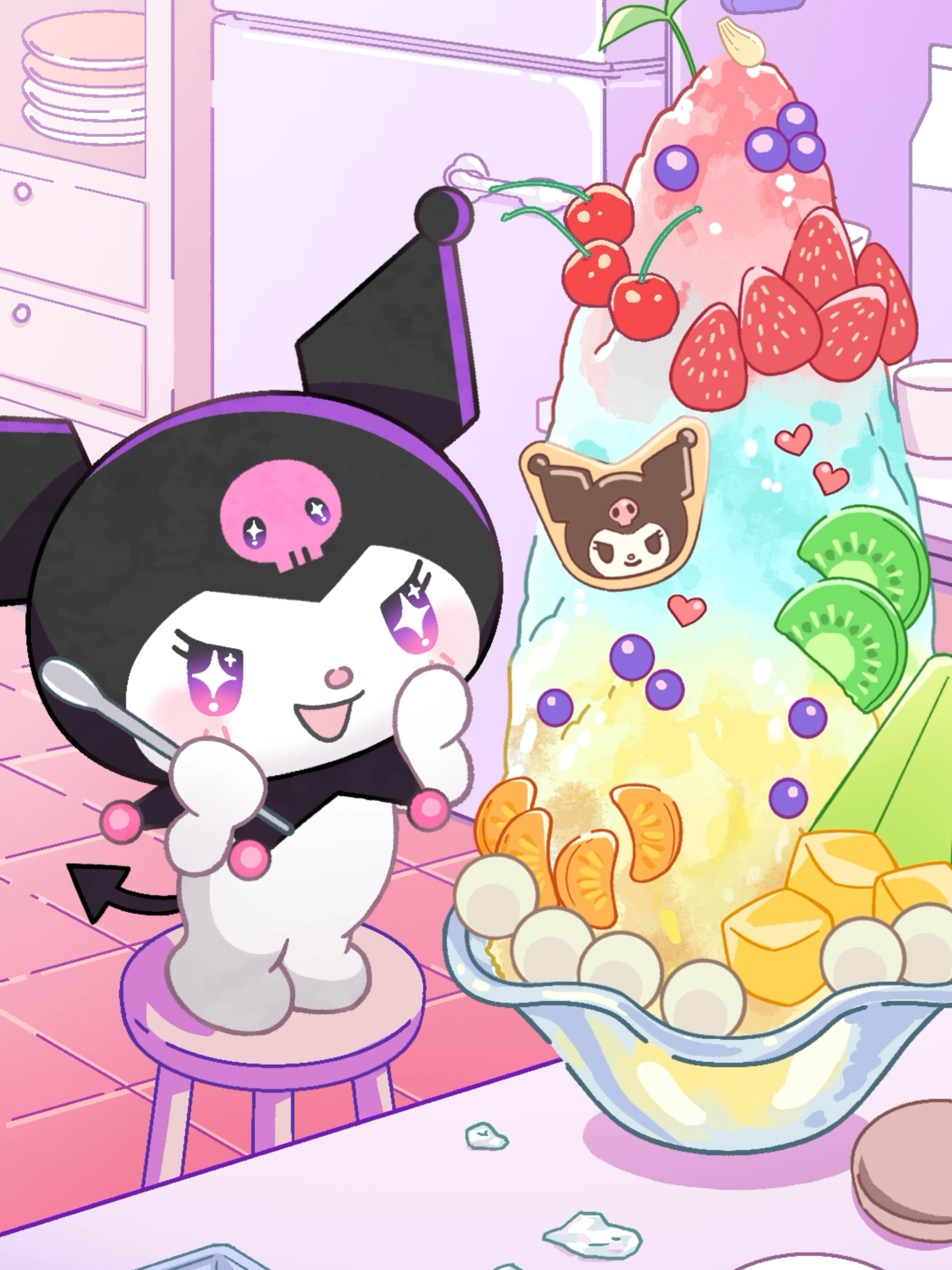 ど〜うだい！アタイの特製かき氷だよ！ #クロミ #kuromi #世界クロミ化計画 #KUROMIFYTHEWORLD #サンリオ #sanrio