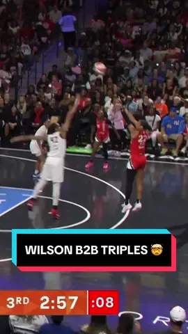 Back-to-back triples from A’ja Wilson… why not? 👌 The star doing it from deep tonight!  #hoopin #WNBA #aces #aja 