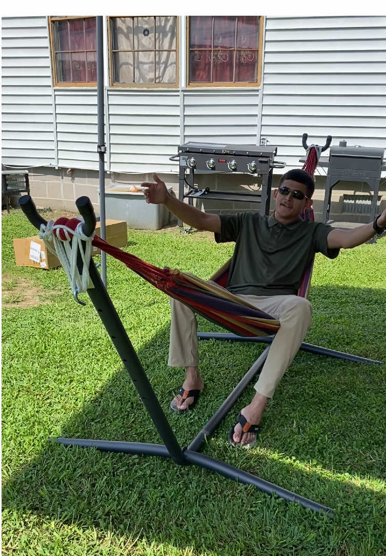 Double Hammock Set with Steel Stand, Brazilian Style Double Hammock Set with Steel Stand 450lb Capacity Steel Stand, Premium Carry Bag Included, for Backyard, Camping, Garden double hammock Canvas Outdoor Patio, Heavy Duty Portable Hammock Stand