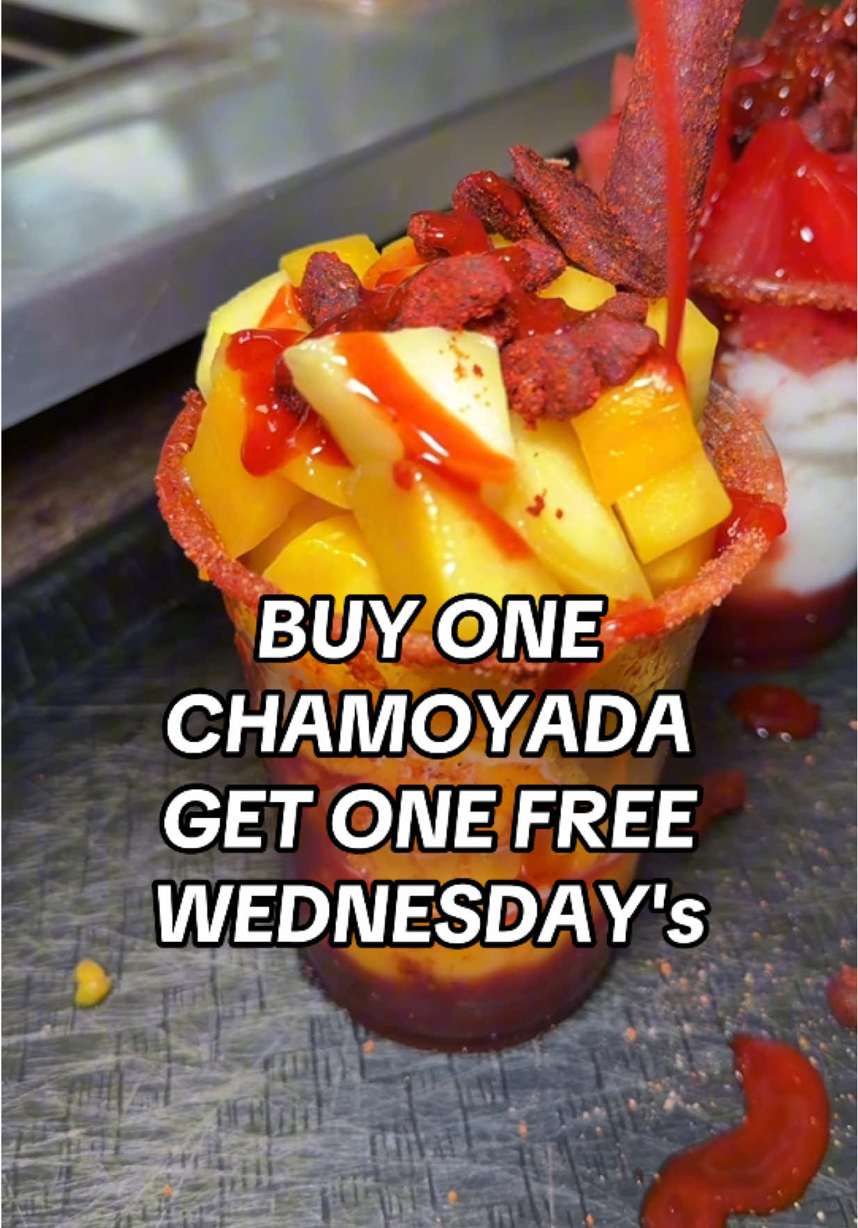 ITS BUY ONE GET ONE CHAMOYADA's EVERY WEDNESDAY. WHOS DOWN FOR SOME LATE NIGHT MUNCHIES!? 😍😍 . • 📍500 N Brookhurst St., Anaheim CA Mon - Friday 6pm - 12am Sat and sun 12 -11pm ☎️ 714 603 7405 • •
