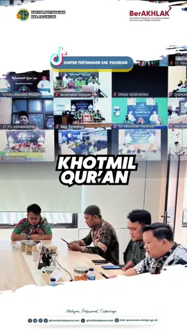 Halo #sobatatrbpn Kamis (28/08) Kantor Pertanahan Kabupaten Pasuruan ikut serta dalam kegitatan Pengajian Rutin dan Khotmil Qur'an secara virtual di lingkungan Pemerintah Kabupaten Pasuruan yang dilaksanakan pukul 08.00 s.d. 09.00 WIB. Acara ini diadakan dalam rangka menambah keimanan dan ketakwaan kepada Allah SWT. Setelah pengajian rutin dan khotmil Qur'an selesai, acara dilanjutkan dengan pengarahan oleh Bapak Bupati Pasuruan. #khotmilquran #pengajianrutin #kantahkabpasuruan #melayaniprofesionalterpercaya ------------------------------------------- Sampaikan Pertanyaan, Keluhan, Saran atau Pengaduan melalui kanal resmi kami: - Website: https://kab-pasuruan.atrbpn.go.id/ - Instagram: @kantahkabpasuruan - Tiktok : kantahkabpasuruan - Facebook: Kantah Kab Pasuruan - Twitter: @knthkabpasuruan - Youtube: Kantah Kab Pasuruan atau klik link pada bio instagram ya